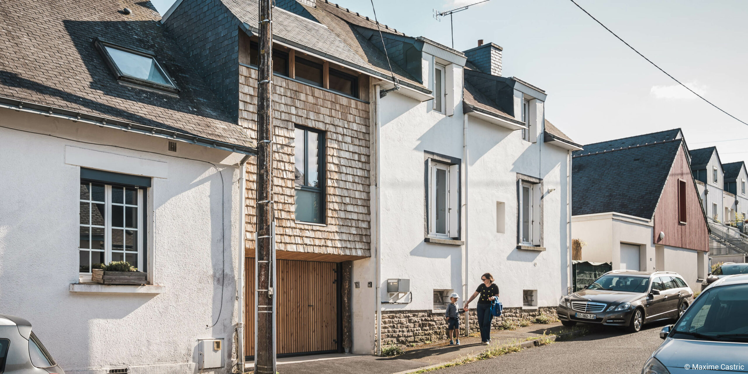 Surélévation de maison en poutres en I et ossature bois