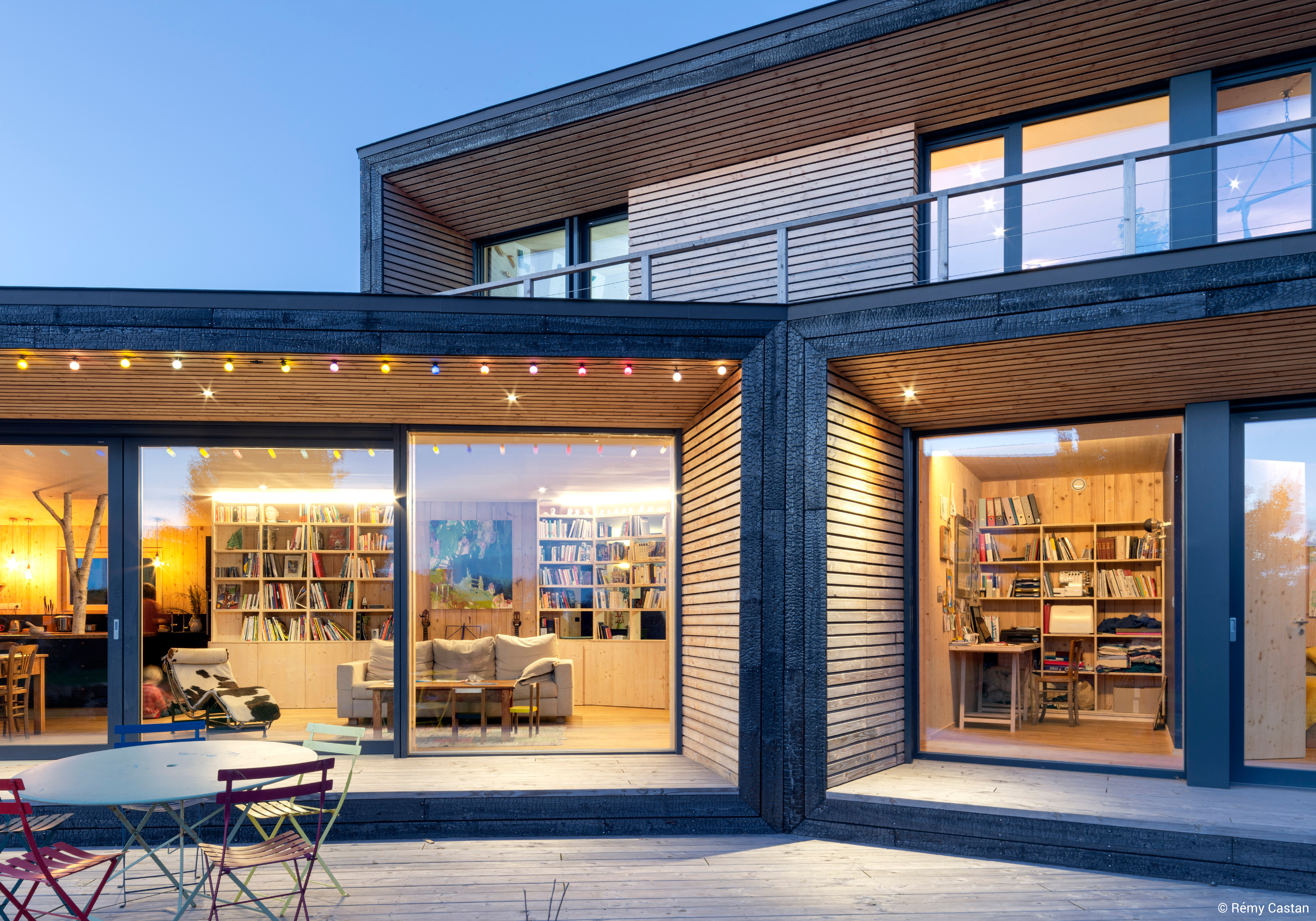 maison passive en CLT et ossature bois en poutres en I