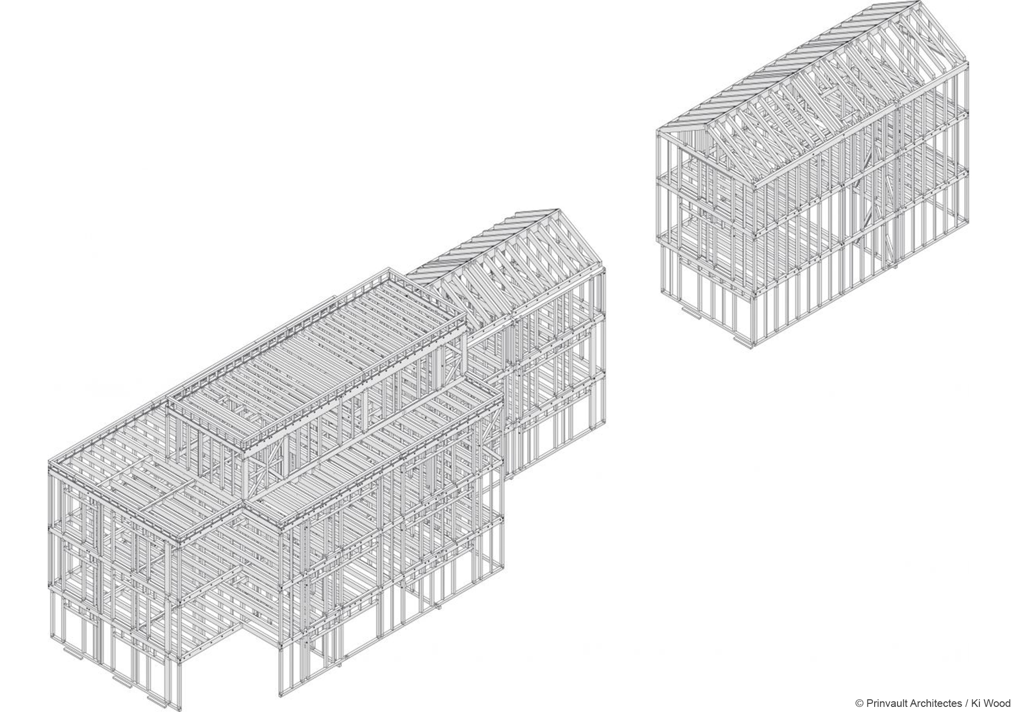Structure poteaux poutres en bois lamellé